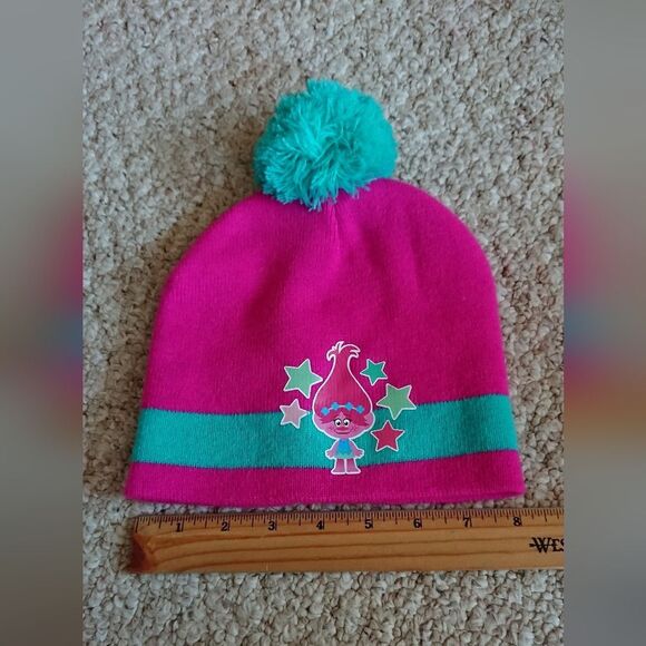 Dreamworks Trolls Pink and Teal Beanie with a pom-pom - Picture 5 of 8